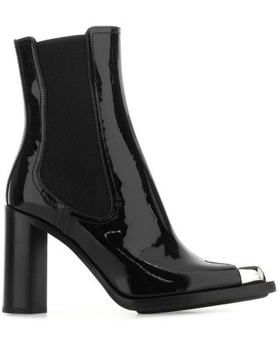 Alexander McQueen Punk Embellished Patent-leather Chelsea Boots - Black