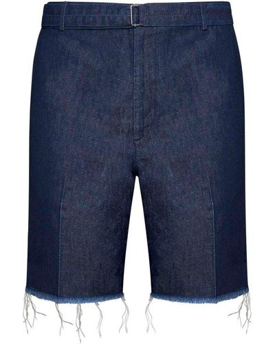 Lanvin Mid-rise Frayed Denim Shorts - Blue
