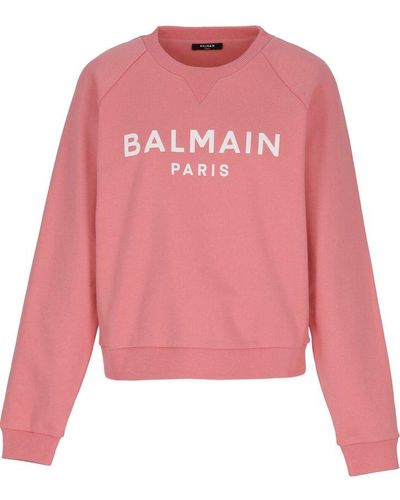 Balmain Loged Cotton Sweatshirt - Pink