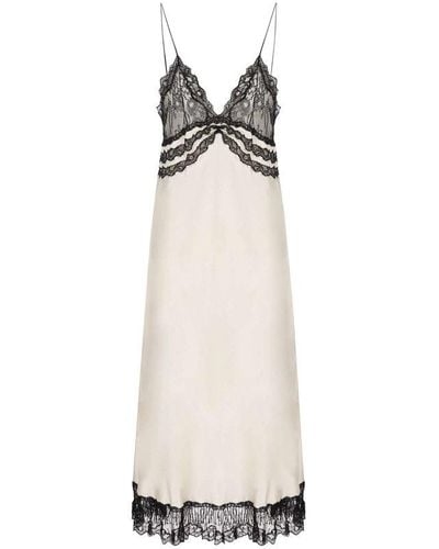 Saint Laurent Silk Satin Slip Dress - White