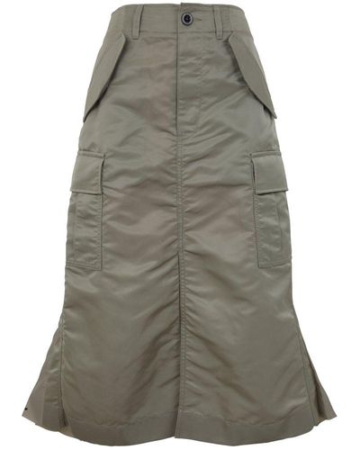 Sacai Pleated Midi Bomber Skirt - Grey