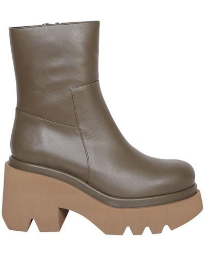 Paloma Barceló Leonor Round Toe Ankle Boots - Brown