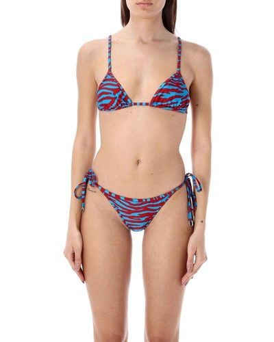 The Attico Zebra-print Bikini Set - Multicolour