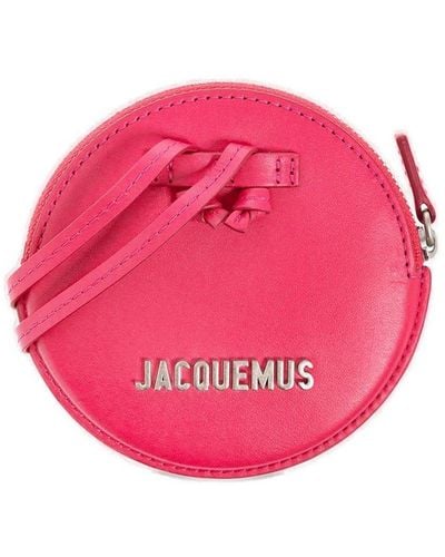 Jacquemus Le Carré Rond Lanyard Square 100% Leather Zip Around Wallet