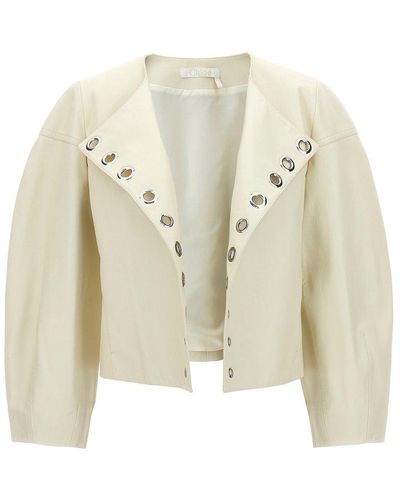 Chloé Studded Leather Jacket Casual Jackets, Parka - White