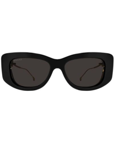 Gucci Specialized Fit Rectangular Frame Sunglasses - Black