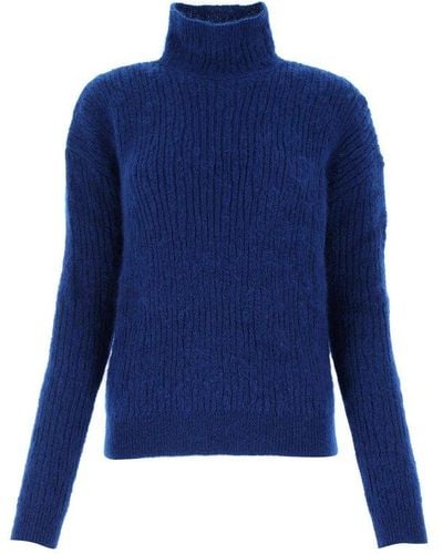 Saint Laurent Turtleneck Knit Jumper - Blue