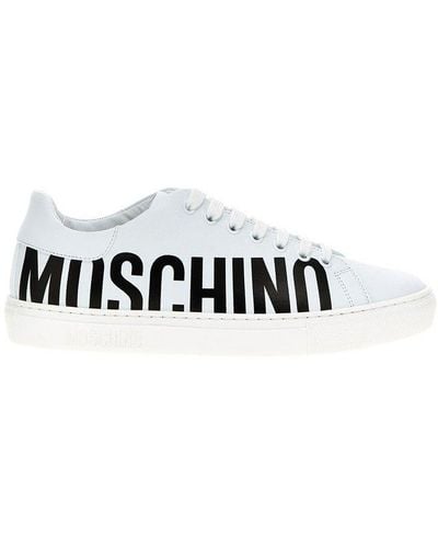 Moschino Logo Printed Lace-up Trainers - White