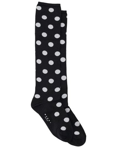 Marni Polka Dot Intarsia Knit Socks - Black