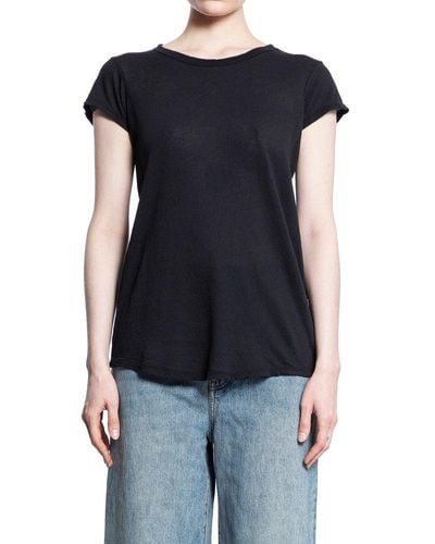 James Perse Textured Semi-sheer Crewneck T-shirt - Black