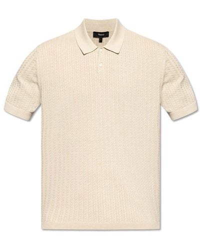 Theory Cable Knitted Polo Shirt - Natural