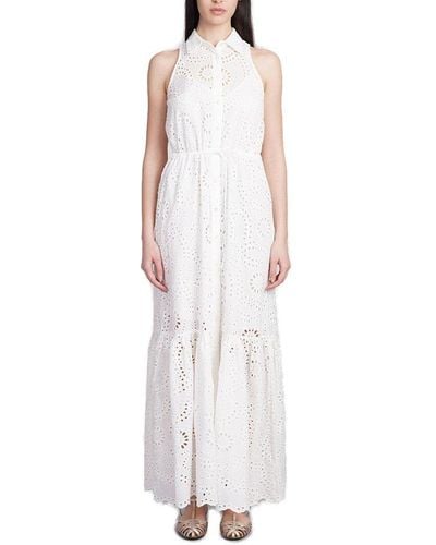 Mc2 Saint Barth Ida Broderie-anglaise Sleeveless Maxi Dress - White