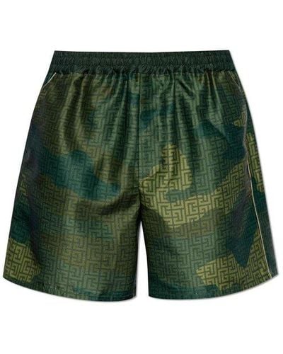 Balmain Camouflage Motif Shorts - Green