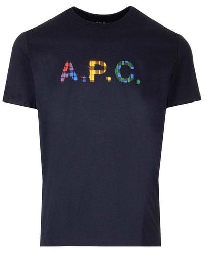 A.P.C. Logo Patch Crewneck T-shirt - Blue