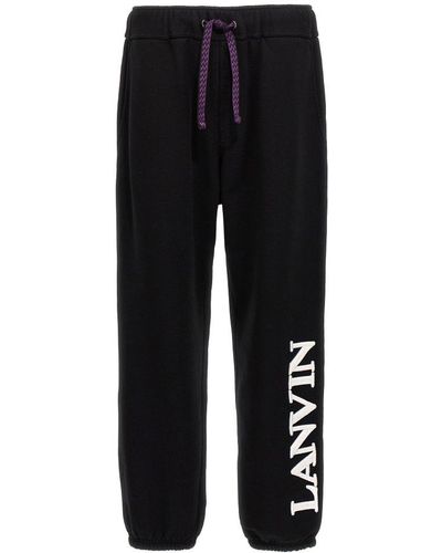 Lanvin X Future Logo Embroidered Drawstring Pants - Black