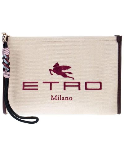 Etro Globtter Pochette Bag With Logo - Pink