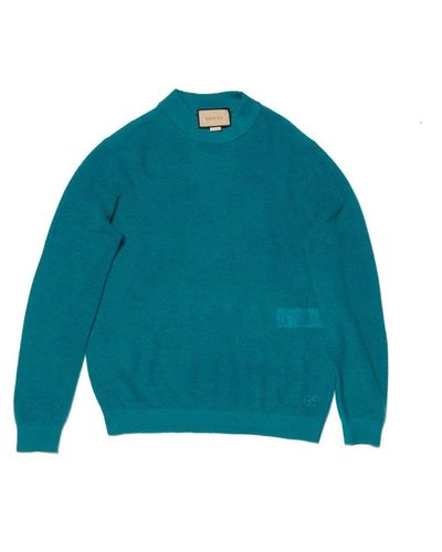 Gucci Crewneck Fine Knitted Sweater - Blue