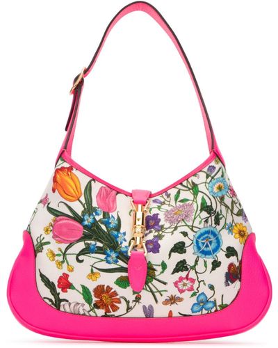 Gucci Jackie Medium Flora Hobo Bag Fuchsia - Multicolor
