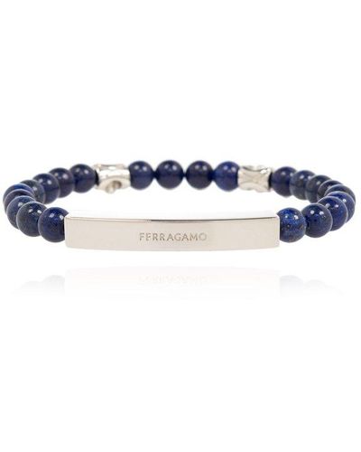 Ferragamo Logo Engraved Stone Bracelet - Blue