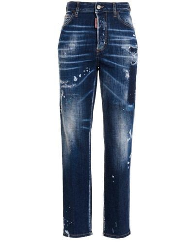 DSquared² Tiffany Spots Wash Cool Girl Cropped Jeans - Blue