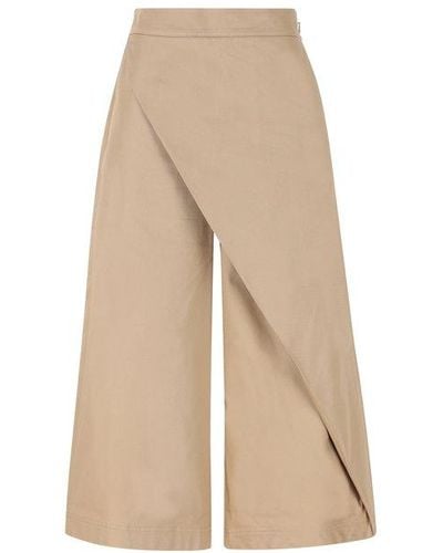 Loewe Cropped Wrap Wide-leg Trousers - Natural