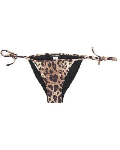 Dolce & Gabbana Leopard Print Bikini Bottoms - Multicolor