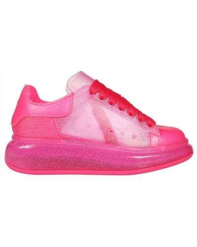 Alexander McQueen Oversized Glitter Lace-up Trainers - Pink