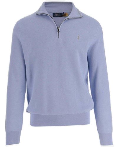 Polo Ralph Lauren Polo Pony Half-zip Knitted Jumper - Blue