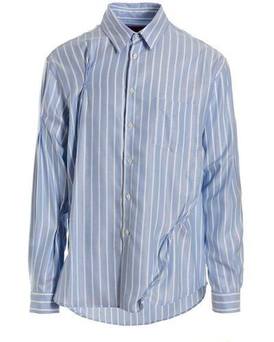 424 Pinched Detailed Striped Shirt - Blue