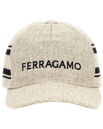 Ferragamo Logo Embroidered Resort Baseball Cap - Natural