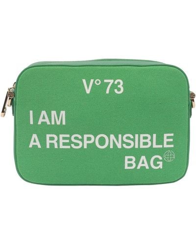 V73 Logo-printed Zipped Shoulder Bag - Green