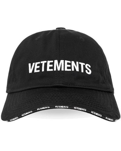 Vetements Logo Embroidered Baseball Cap - Black