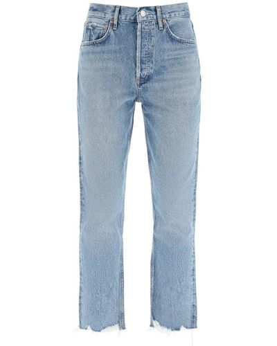 Agolde Riley Cropped Straight Leg Jeans - Blue