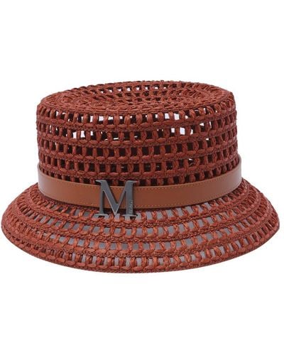 Max Mara Logo Plaque Woven Bucket Hat - Red