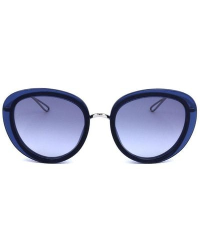 Elie Saab Oval Frame Sunglasses - Blue