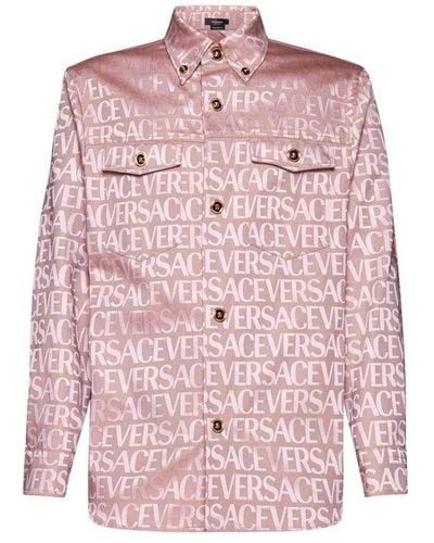 Versace Allover-printed Button-up Shirt Jacket - Pink