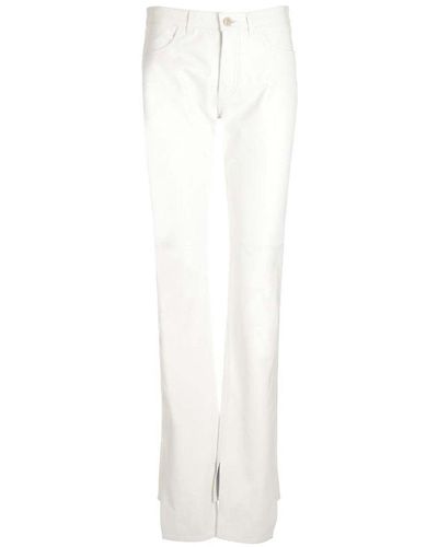 The Attico Straight-leg Leather Trousers - White