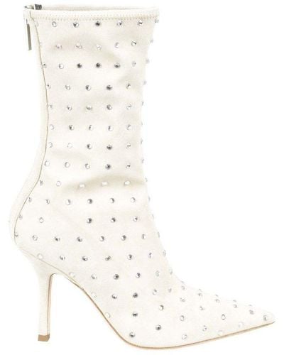 Paris Texas Pointed Toe Ankle Boots - White
