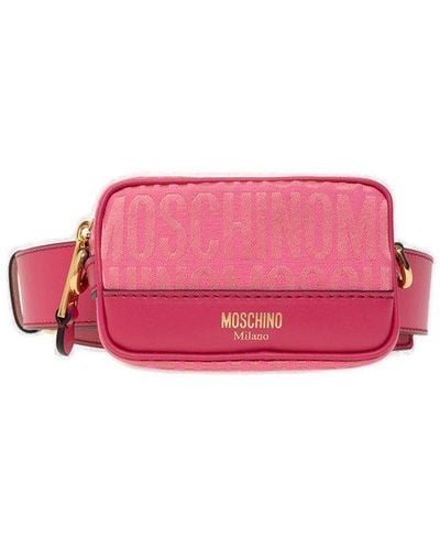 Moschino Logo-jacquard Zipped Belt Bag - Pink