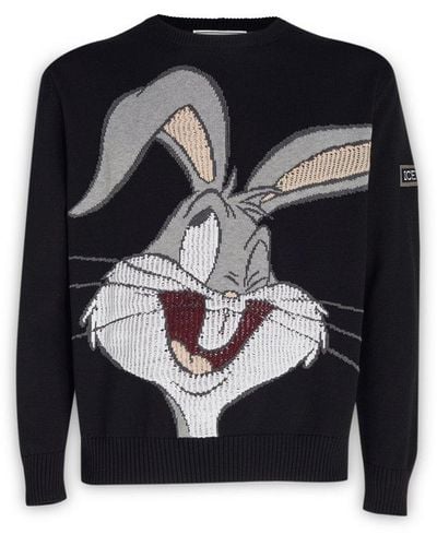 Iceberg Bugs Bunny Intarsia Knitted Sweater - Black