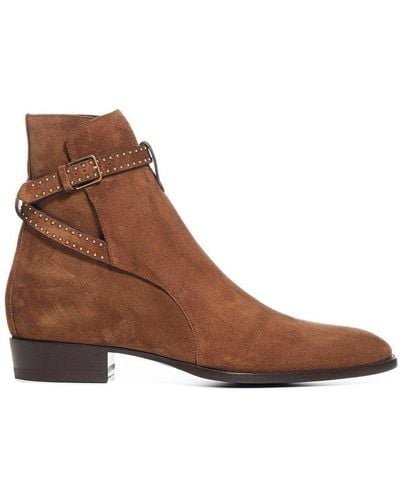 Saint Laurent Wyatt Ankle Boots - Brown