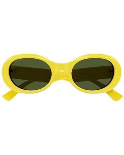 Gucci Oval Frame Sunglasses - Yellow