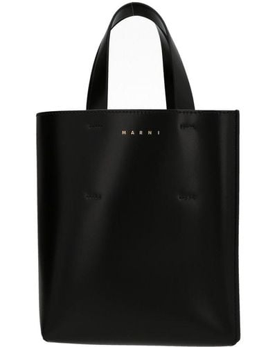 Marni Raffia Logo Tote Bag - Black