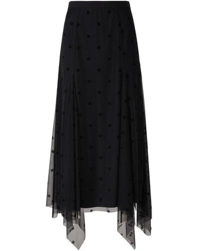 Givenchy Pleated Tulle Midi Skirt - Black