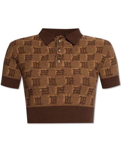 MISBHV Knitted Monogram Polo Top - Brown