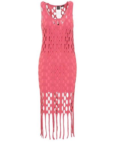 Pinko Fringed Sleeveless Maxi Dress - Pink