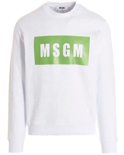 MSGM Logo Printed Crewneck Jumper - White