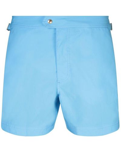Tom Ford Piped-trim Straight Hem Swim Shorts - Blue