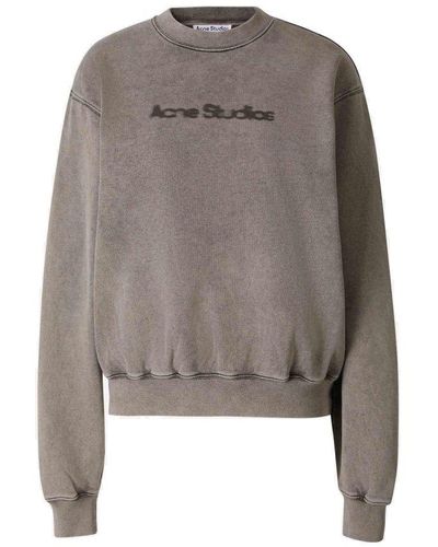 Acne Studios Logo Detailed Crewneck Sweatshirt - Gray