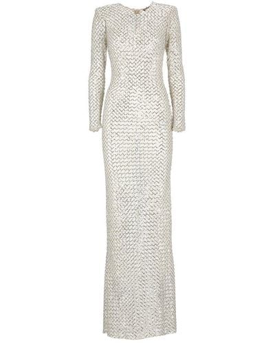 Elisabetta Franchi Sequin Embellished Maxi Dress - White